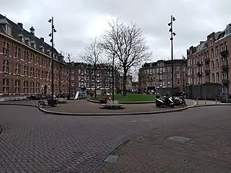 Staringplein gezien richting Overtoom (februari 2021)