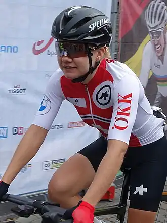 Sina Frei bij het WK op de weg in 2021