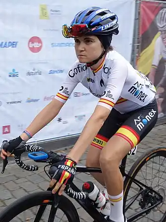 Eider Merino voor de start van het WK 2021