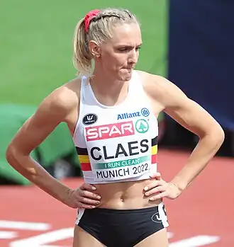 Hanne Claes tijdens de EK van 2022, München.