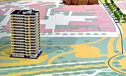 Maquette van de Torenflat en heringericht Oranjeplein (2022)