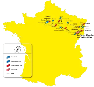 Routekaart van de Ronde van Frankrijk voor vrouwen 2022