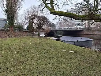 Etty Hillesumbrug (januari 2023) Op de achtergrond Hilton Hotel