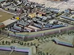 Deel maquette Maastricht 1867 met fabrieken Petrus Regout