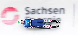 Madeleine Egle op de Rennschlitten- und Bobbahn Altenberg tijdens de training voor het WK.