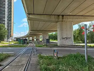 Basiswegviaduct vanaf de Radarweg richting A10 (juli 2024)