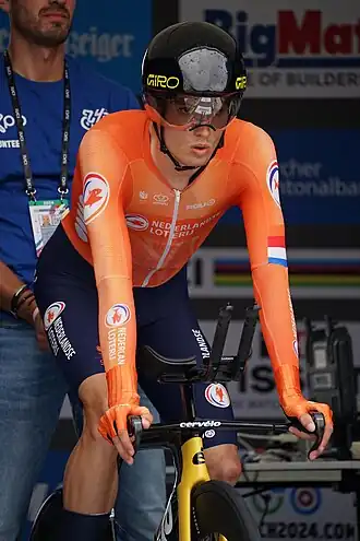 Huising aan de start van de tijdrit voor beloften op het wereldkampioenschap in 2024