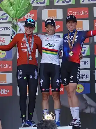 Pieterse, winnares Le Court en Vollering op het podium