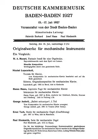 Uitvoering van een rol van het Ballet Mécanique in Baden-Baden in 1927