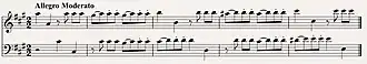 Maat 13 tot en met 17 van het eerste deel: Allegro Moderato.