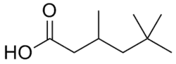 Structuurformule van 3,5,5-trimethylhexaanzuur