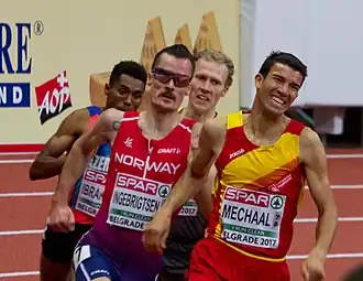 Finale 3000 m mannen tijdens de EK indoor van 2017 in Belgrado.