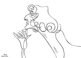 Claire Goll, tekening door Adolf Hoffmeister, 1959