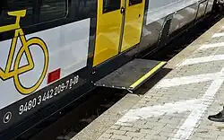 Uitschuifbare tredes om de ruimte tussen trein en perron te overbruggen