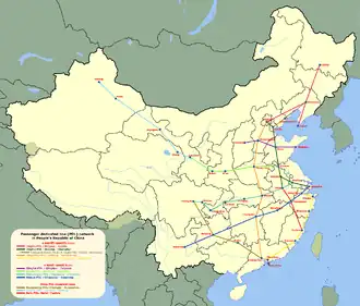 Netwerkkaart van de China Railway High-speed 中国铁路高速