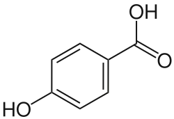 Structuurformule van 4-hydroxybenzoëzuur