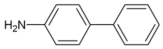 Structuurformule van 4-aminobifenyl