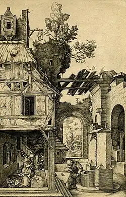 De geboorte van Christus[39] 1504 Kopergravure 185 x 120 mm Bartsch 2