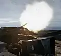 BL 203 mm Mk VIII kanon in actie voor kustverdediging