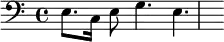 { \clef bass e8. c16 e8 g4. e4. }