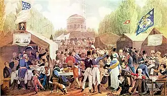 Independence Day Celebration in Centre Square, Philadelphia, een schilderij uit 1819 van John Lewis Krimmel