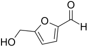 Structuurformule van hydroxymethylfurfural