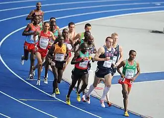 Solinsky in tweede positie tijdens de finale 5000 m op de WK in 2009, Berlijn.