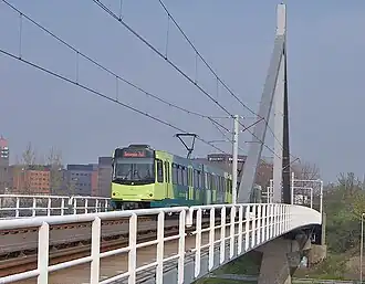 Sneltram op de Jutphasespoorbrug (Utrecht–Nieuwegein).