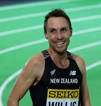 Nick Willis bij de WK indoor van 2016 in Portland.