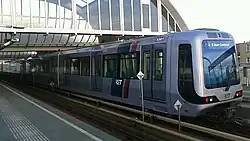 Treinstel 5301 na Mid-Life revisie te Spijkenisse Centrum (lijn D richting Rotterdam Centraal).