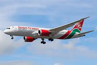 Een Boeing 787-8 van Kenya Airways
