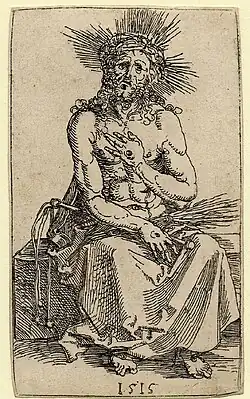 Christus als Man van Smarten, zittend[96] 1515 Ets 112 x 68 mm Bartsch 22