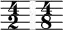  << \relative { \omit Staff.Clef \override Staff.BarLine.color = #(rgb-color 0.972 0.976 0.98) \override Staff.BarLine.hair-thickness = #8 \time 4/2 \set Timing.measureLength = #(ly:make-moment 1/8) s8 \time 4/8 \set Timing.measureLength = #(ly:make-moment 1/8) s8 \bar "" } >> 