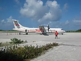 Het vliegveld van Rangiroa.