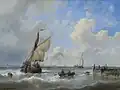 Zeilschepen bij een havenhoofd (1854)