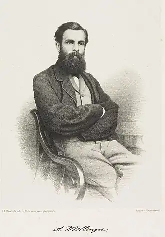 Portret van Alexander Mollinger (1836-1867) door Frederik Hendrik Weissenbruch (1828-1887)