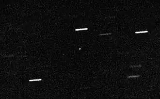 Opname van 1I/2017 U1 ('Oumuamua) gemaakt door de William Herschel-telescoop op 28 oktober 2017