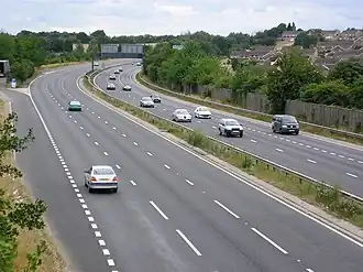 De A20 richting Londen bij Swanley