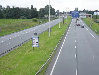 De A22 bij de grens met België