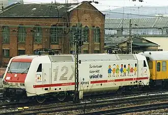 "12X" (DB AG 128 001-5) op 25 februari 1996 te Trier Hauptbahnhof