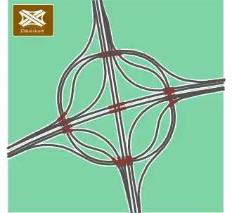 Tekening van het knooppunt Daussoulx