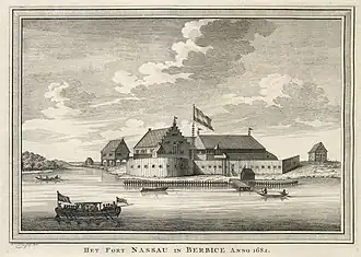 Tekening van Fort Nassau aan de Berbice