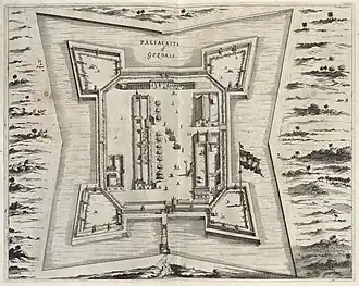 Plattegrond van Casteel Geldria, circa 1672, anoniem. (collectie Rijksmuseum Amsterdam)