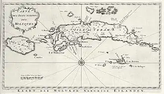'Kaart der Molukze Naburige Eilanden'.