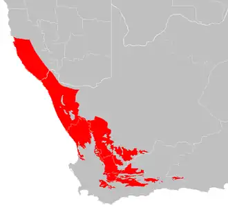 De ecoregio in het rood