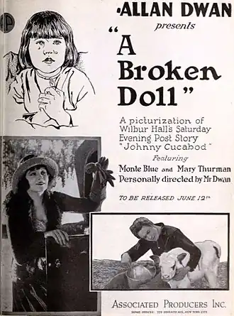 Reclame uit 1921 voor A Broken Doll