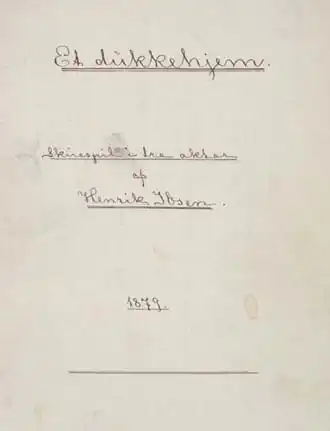 Titelpagina manuscript 1879