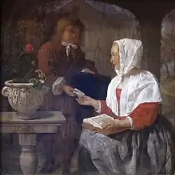 Een meisje krijgt een brief (Metsu)