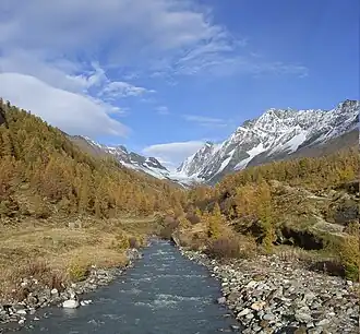 De bovenloop van de Lonza in het Lötschental