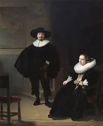 Een dame en een heer in het zwart van Rembrandt